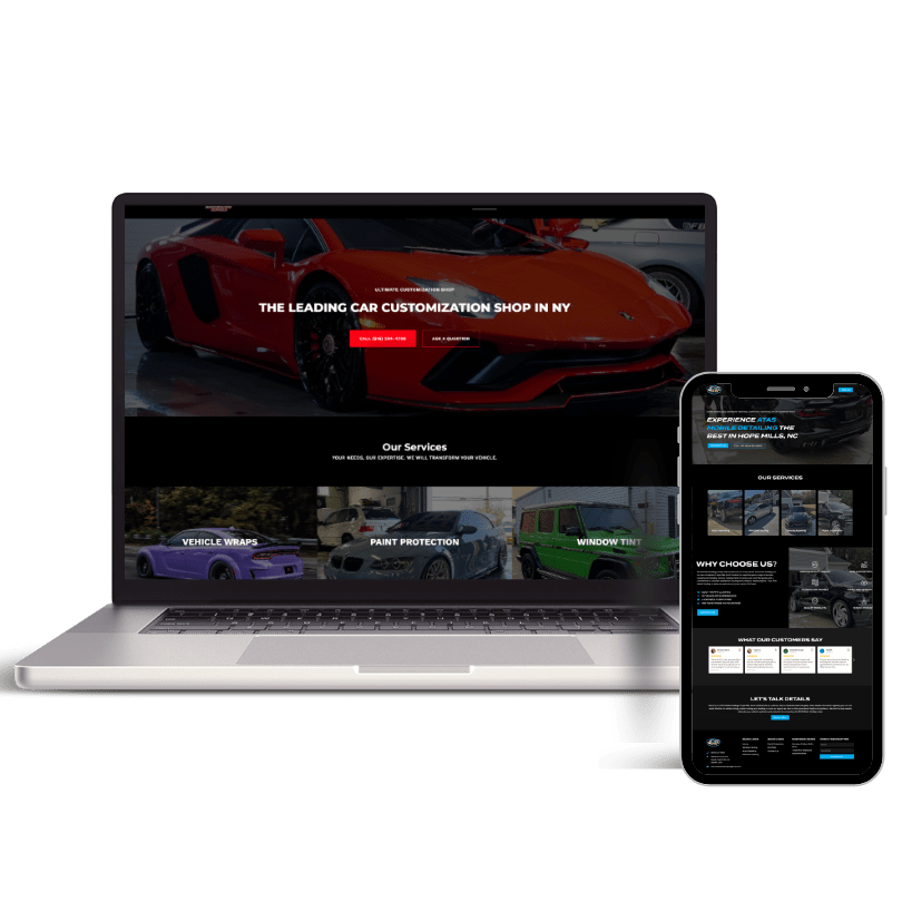 Car Detailing Website Design on Laptop and Mobile