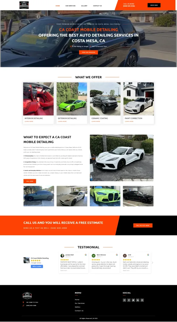Car Detailing Website Design - CACoast